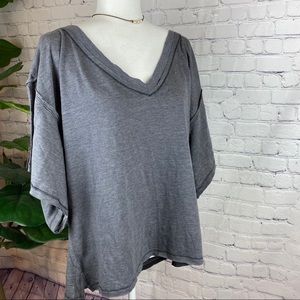 We the Free Oversized Grey V-Neck T-Shirt